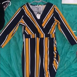 Yellow and navy blue dress